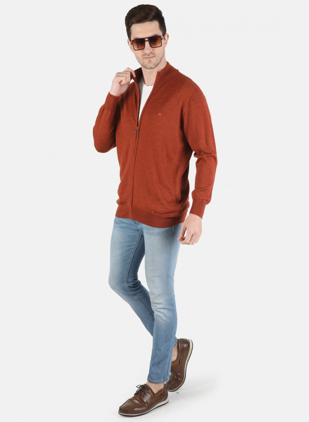 Men Orange Solid Pullover