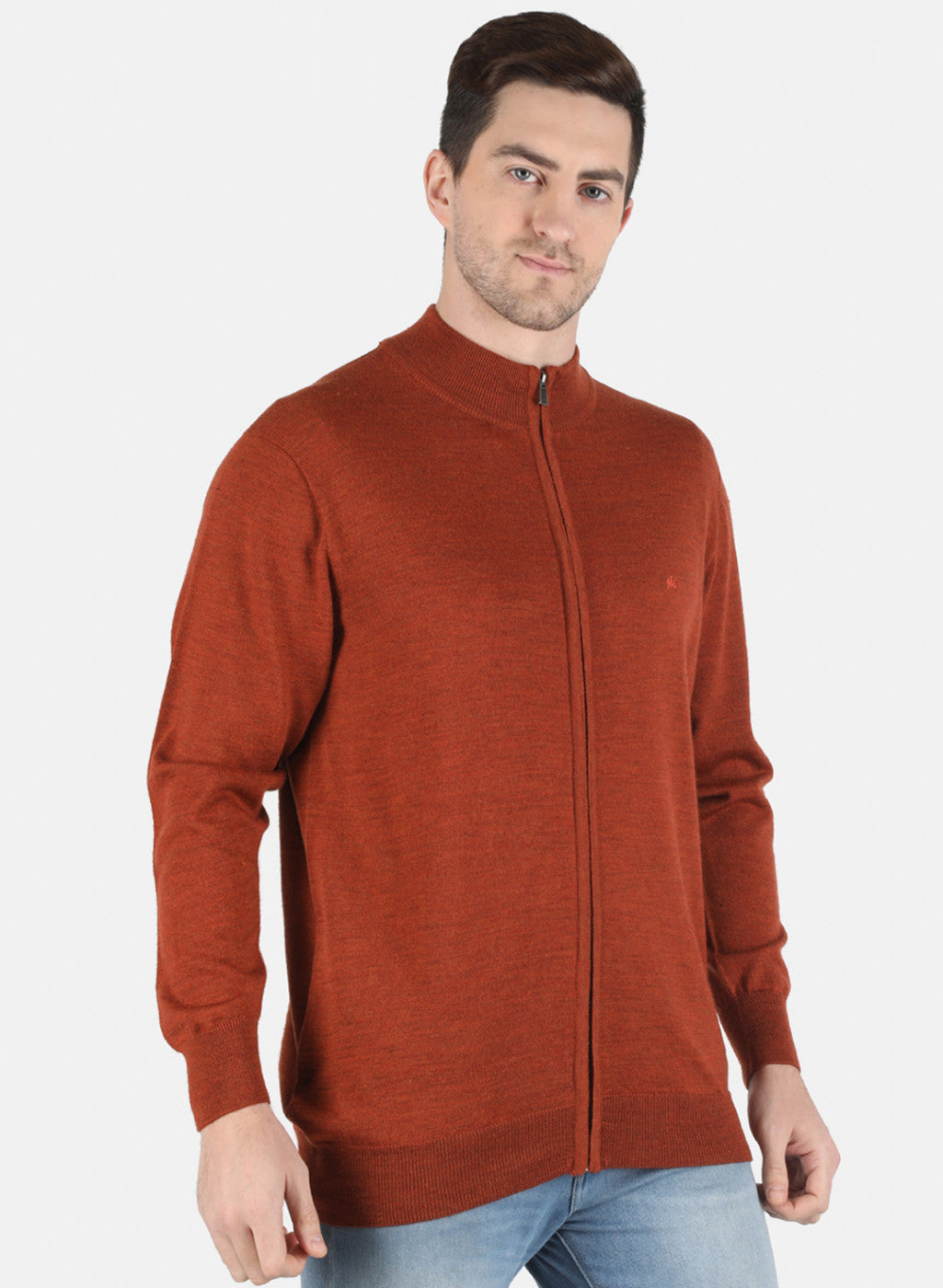 Men Orange Solid Pullover