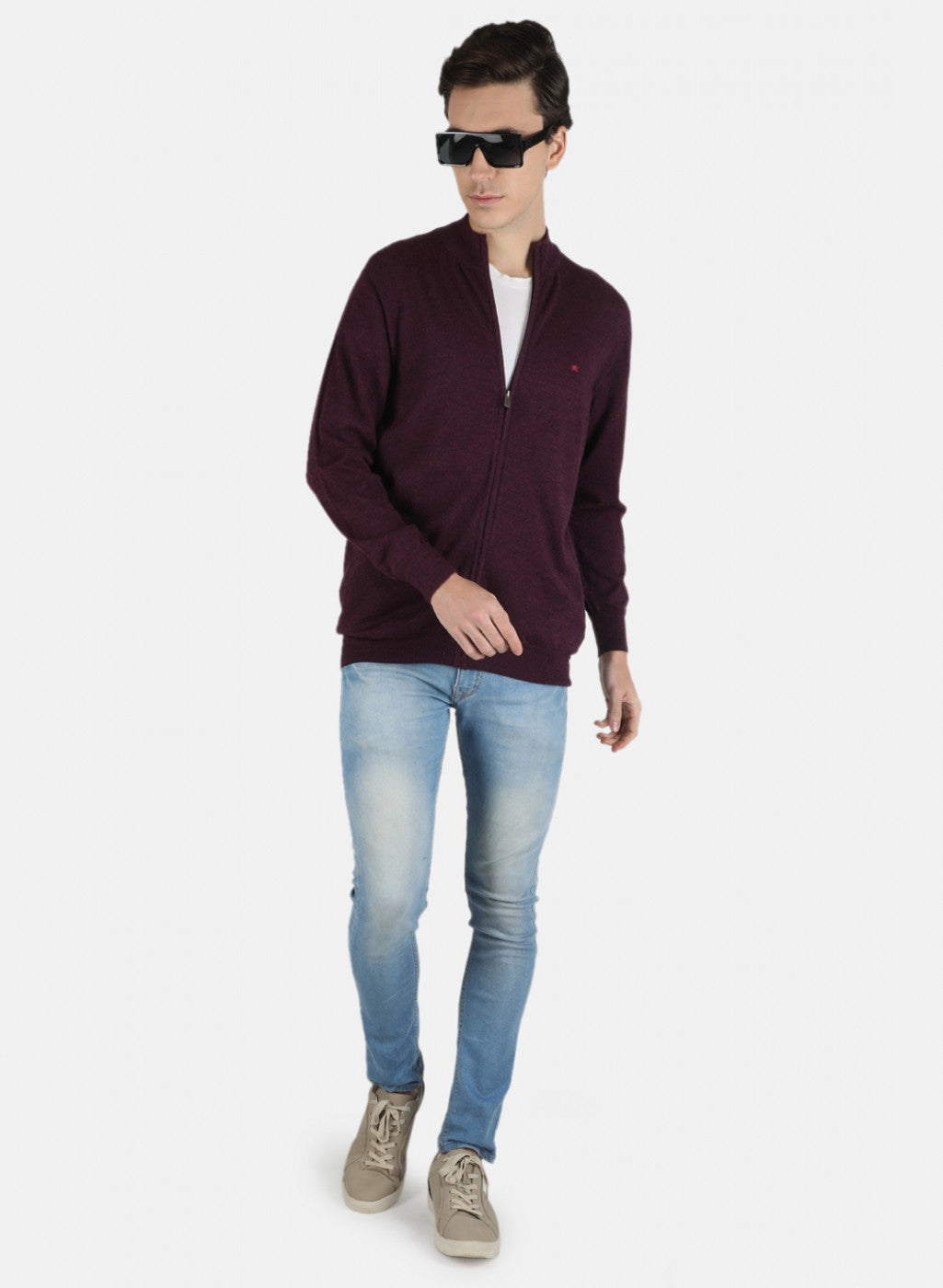 Men Purple Solid Pullover