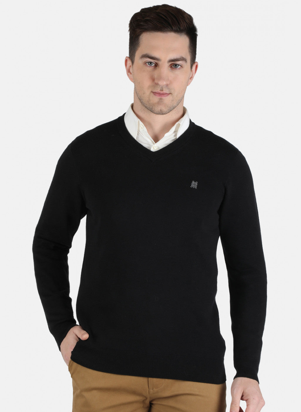 Men Black Solid Pullover