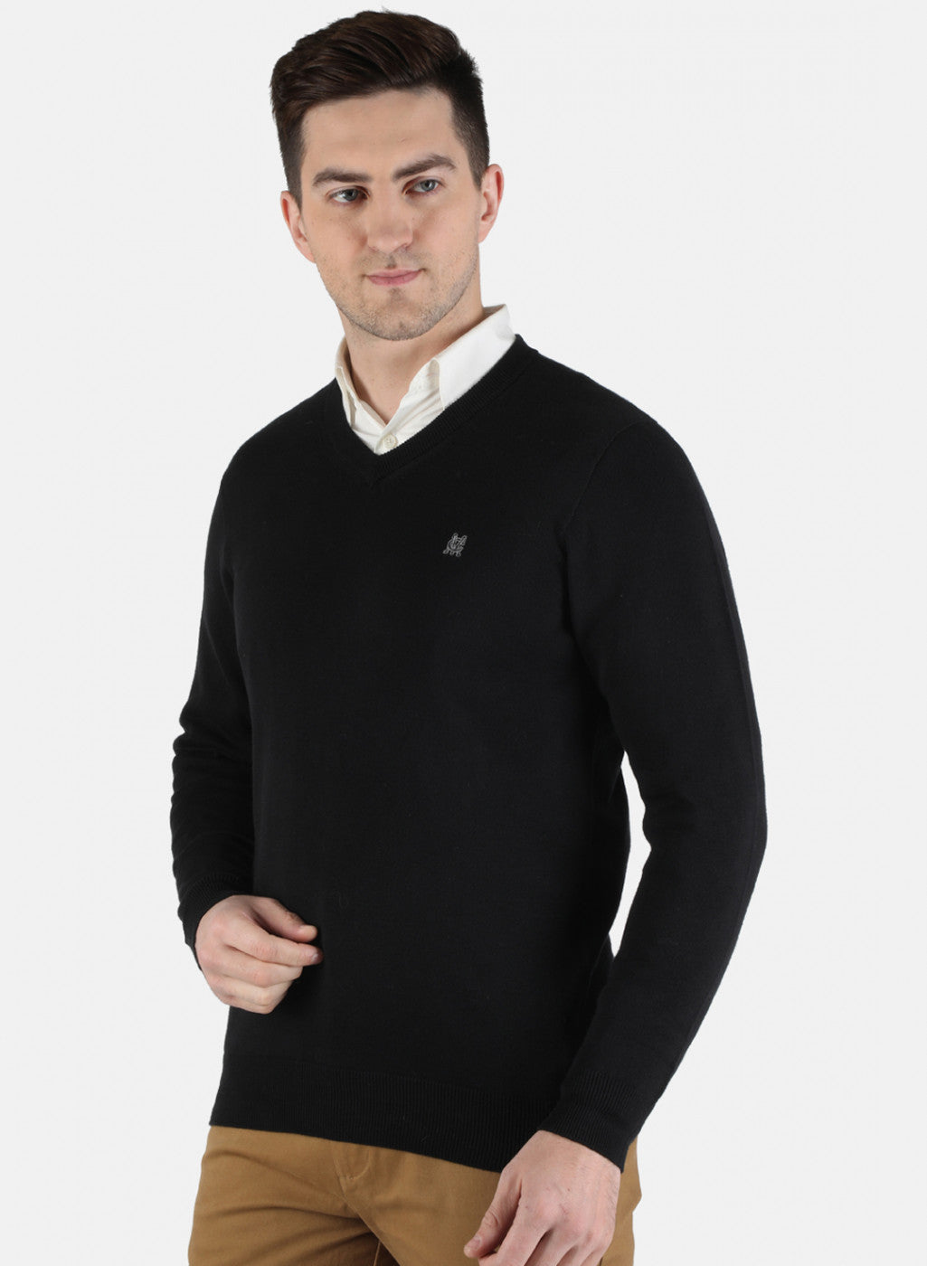 Men Black Solid Pullover