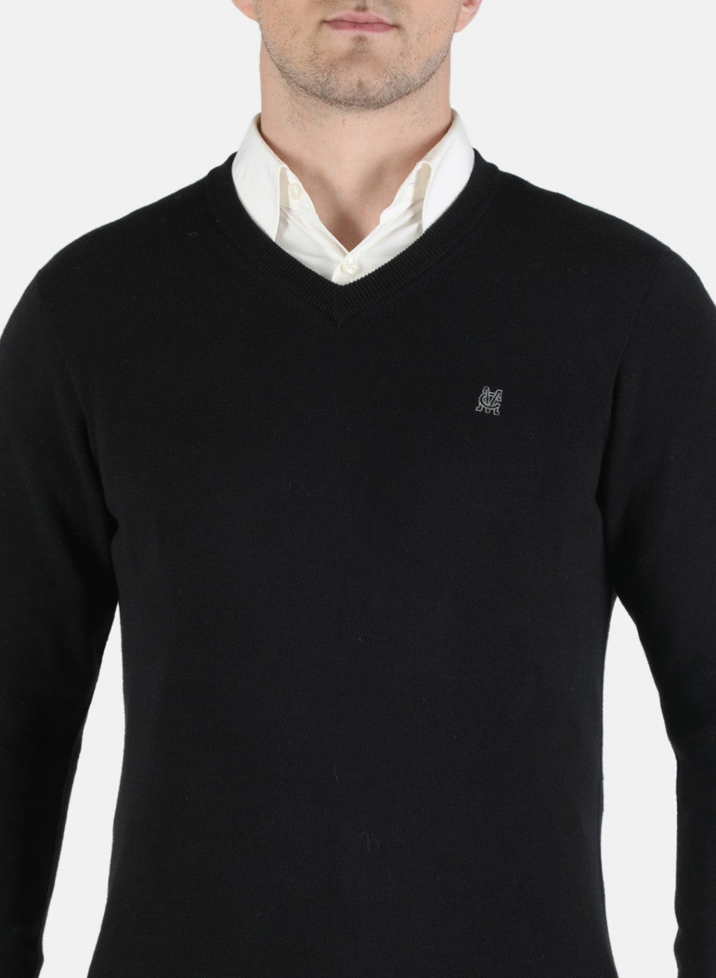 Men Black Solid Pullover