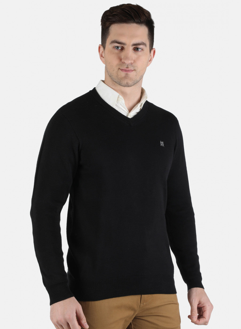 Men Black Solid Pullover