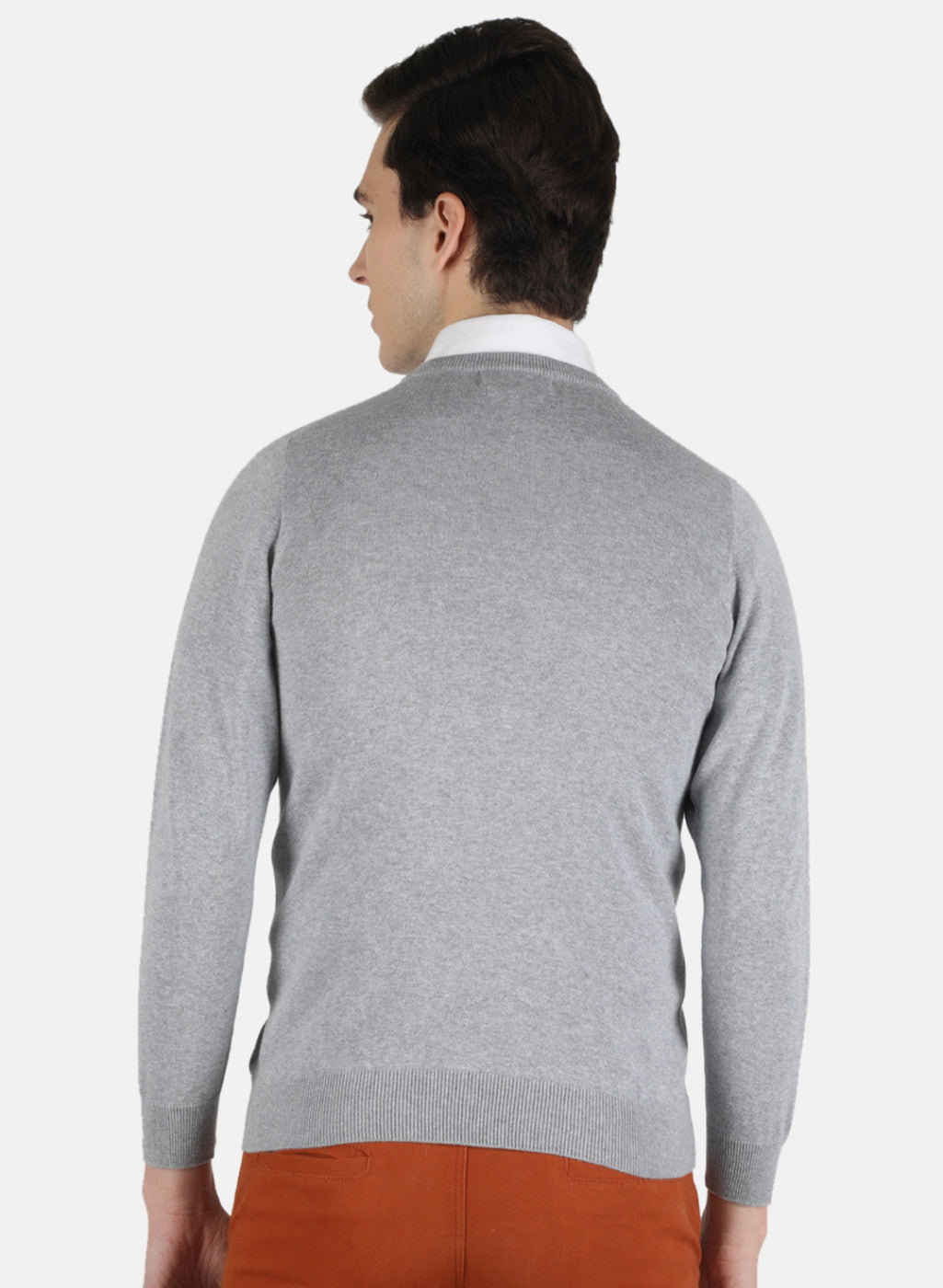 Men Grey Solid Pullover