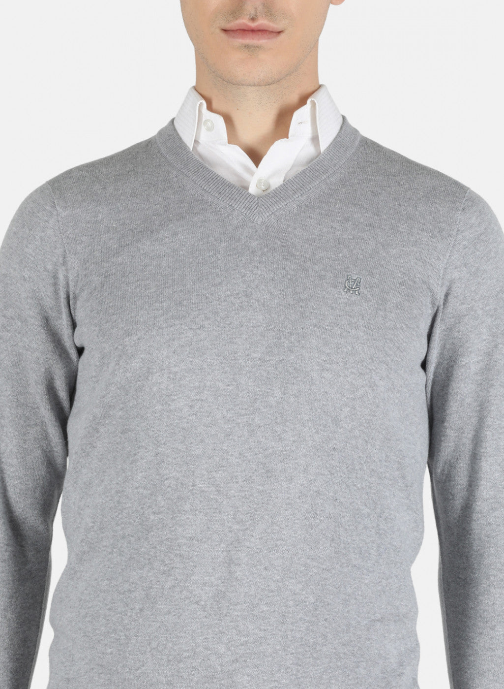 Men Grey Solid Pullover