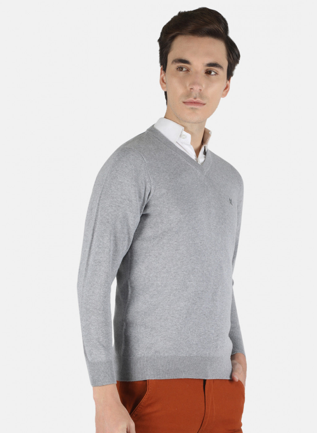 Men Grey Solid Pullover