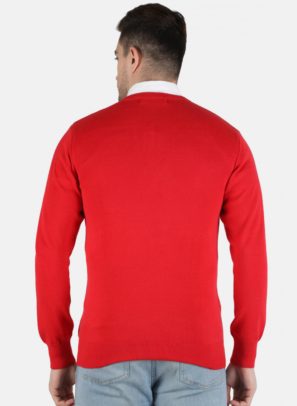 Men Red Solid Pullover