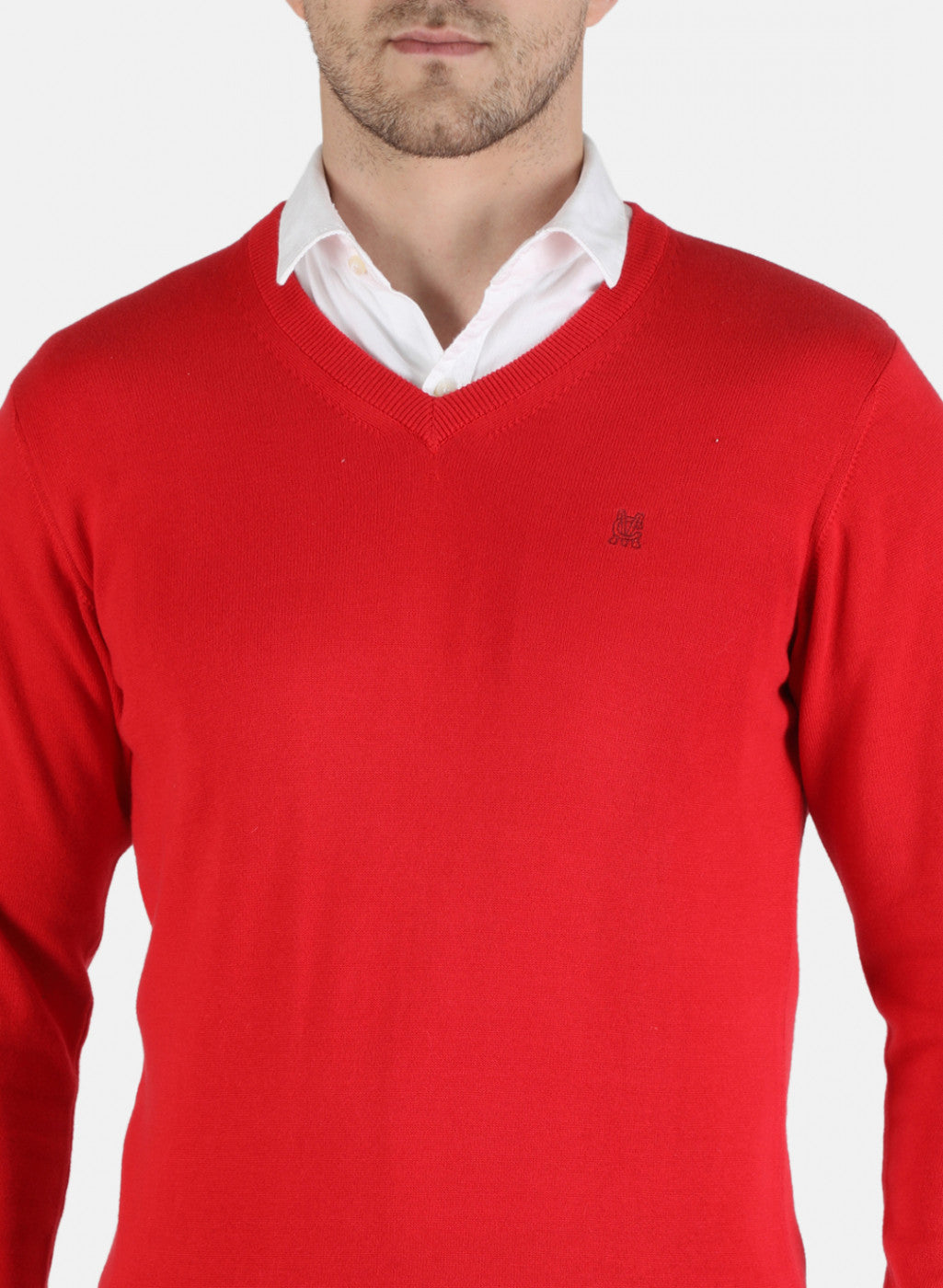 Men Red Solid Pullover