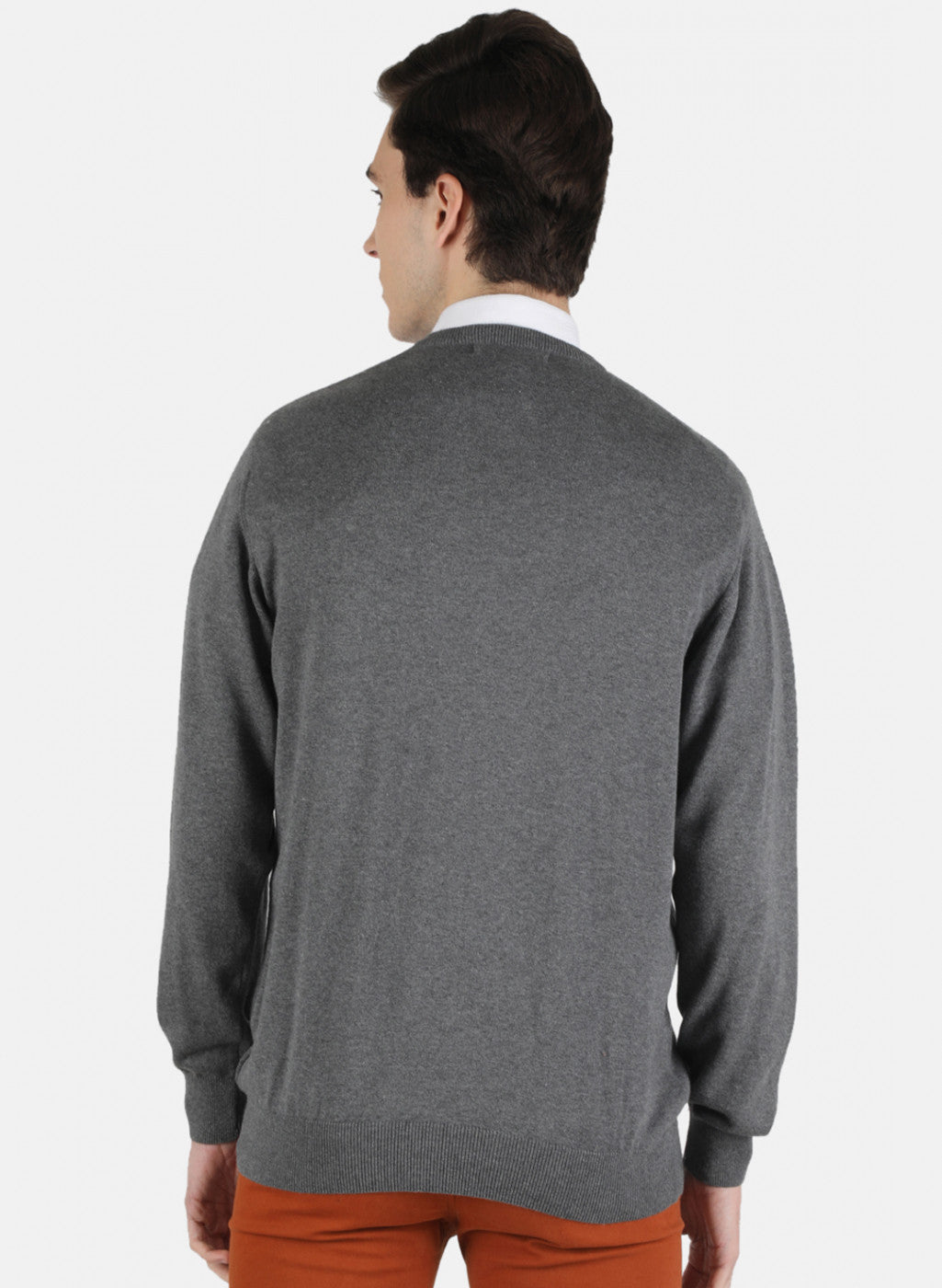 Men Grey Solid Pullover