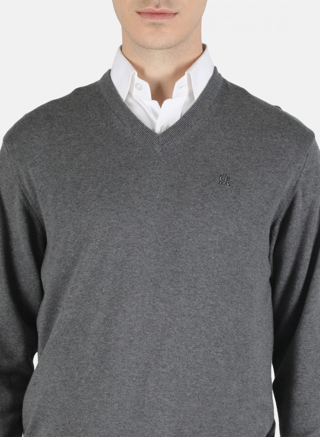 Men Grey Solid Pullover