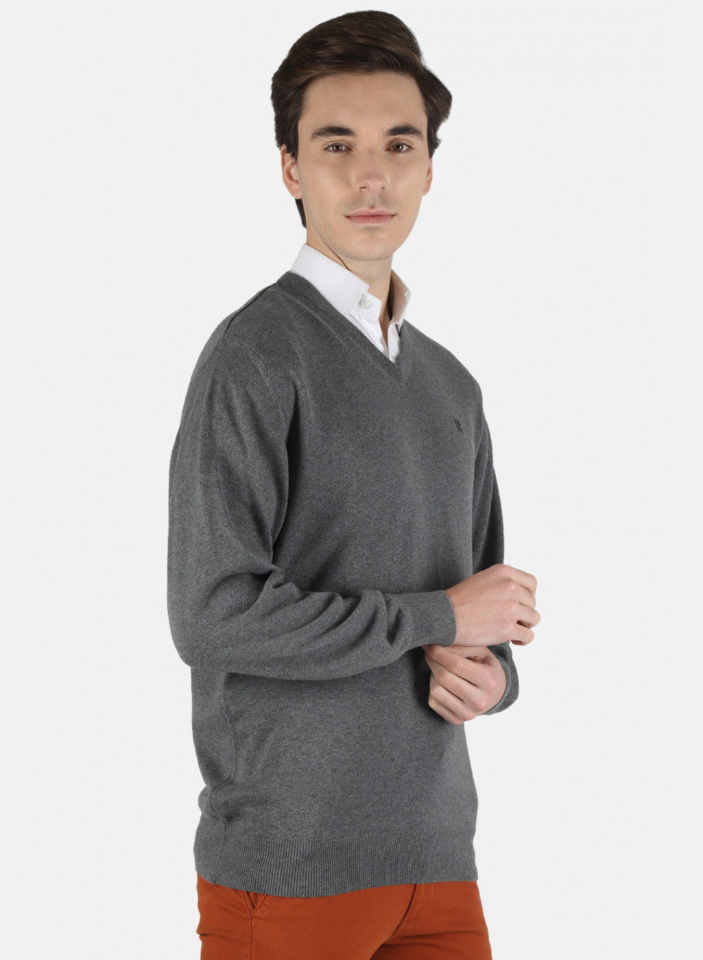 Men Grey Solid Pullover