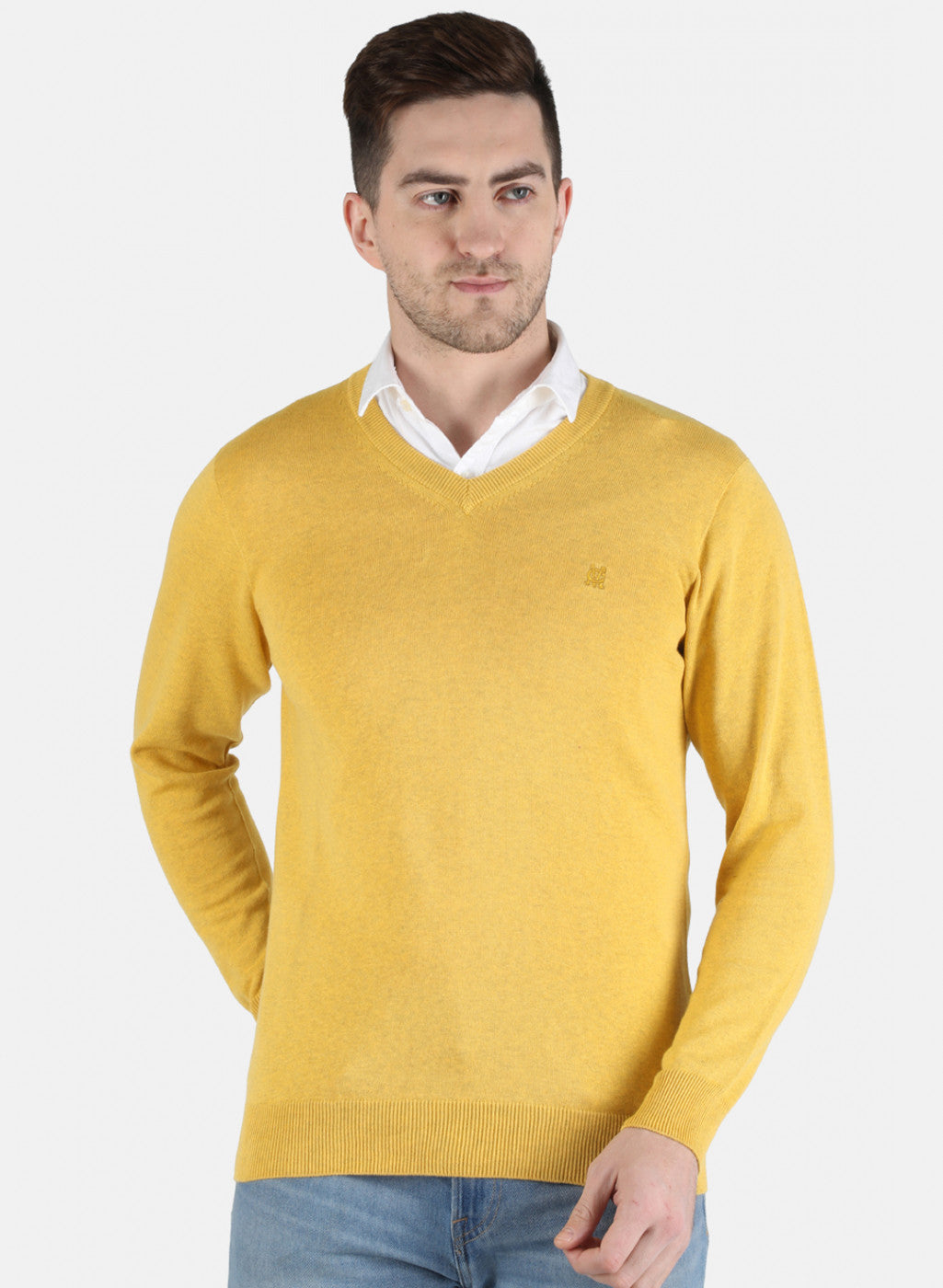 Men Yellow Solid Pullover