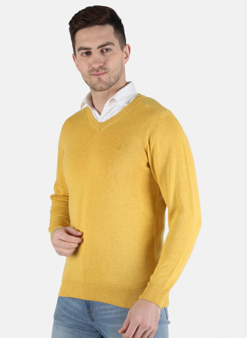 Men Yellow Solid Pullover