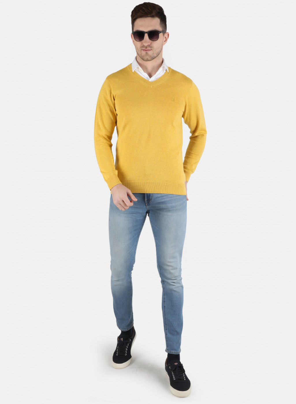 Men Yellow Solid Pullover