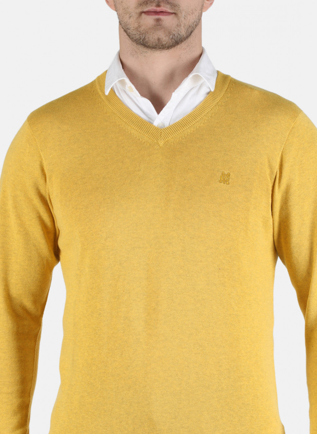 Men Yellow Solid Pullover