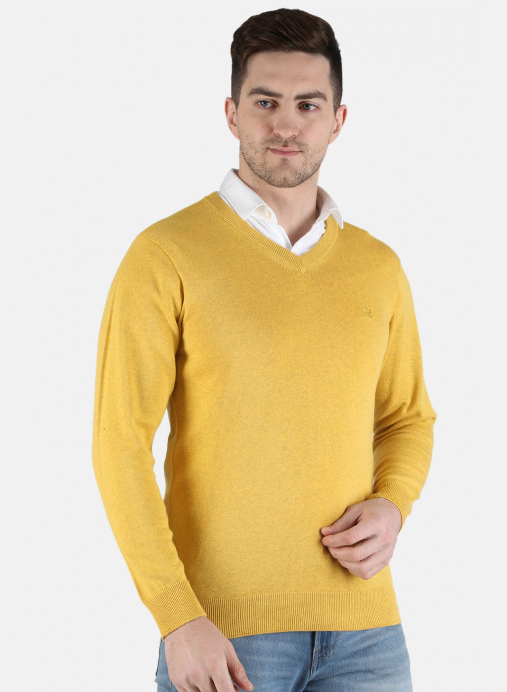 Men Yellow Solid Pullover