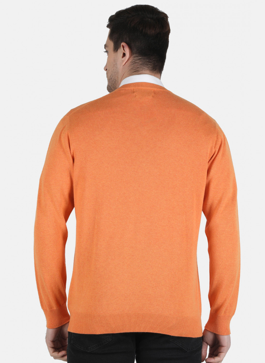 Men Orange Solid Pullover