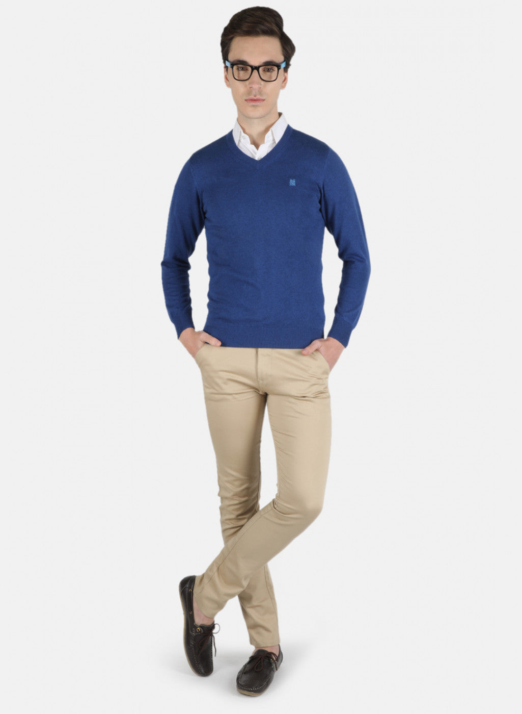 Men Blue Solid Pullover