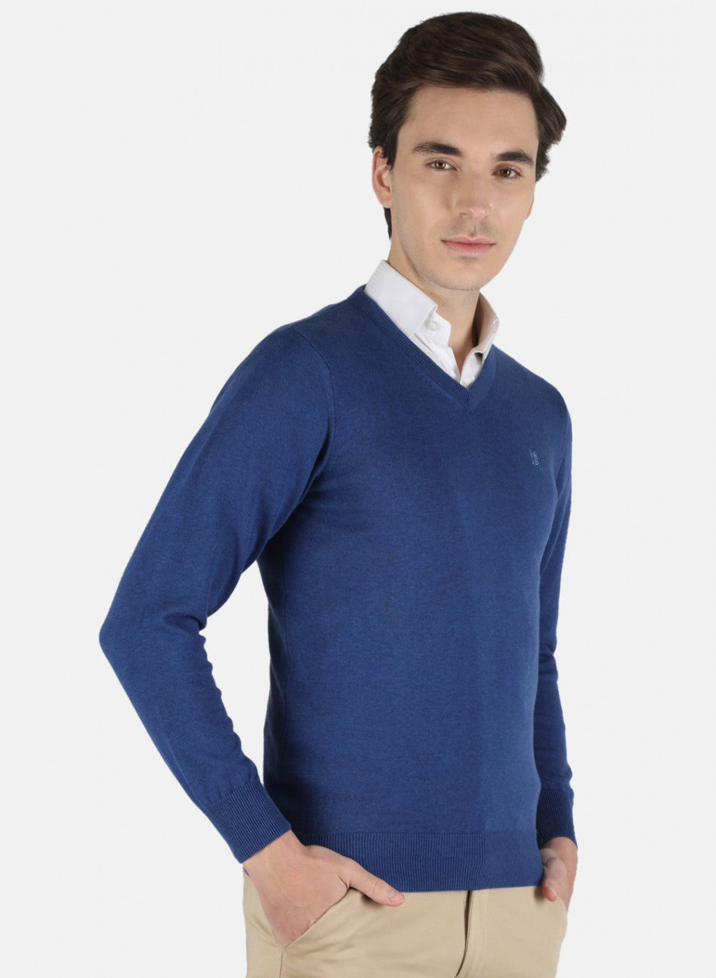 Men Blue Solid Pullover