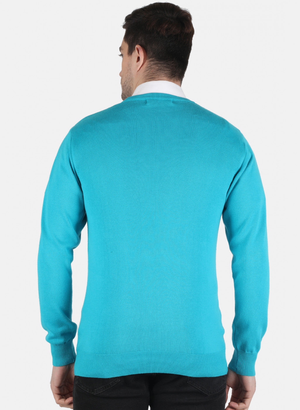 Men Blue Solid Pullover