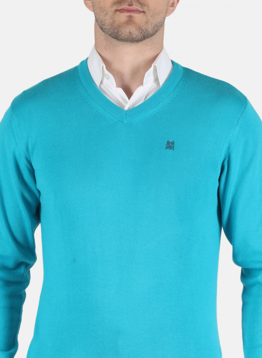 Men Blue Solid Pullover