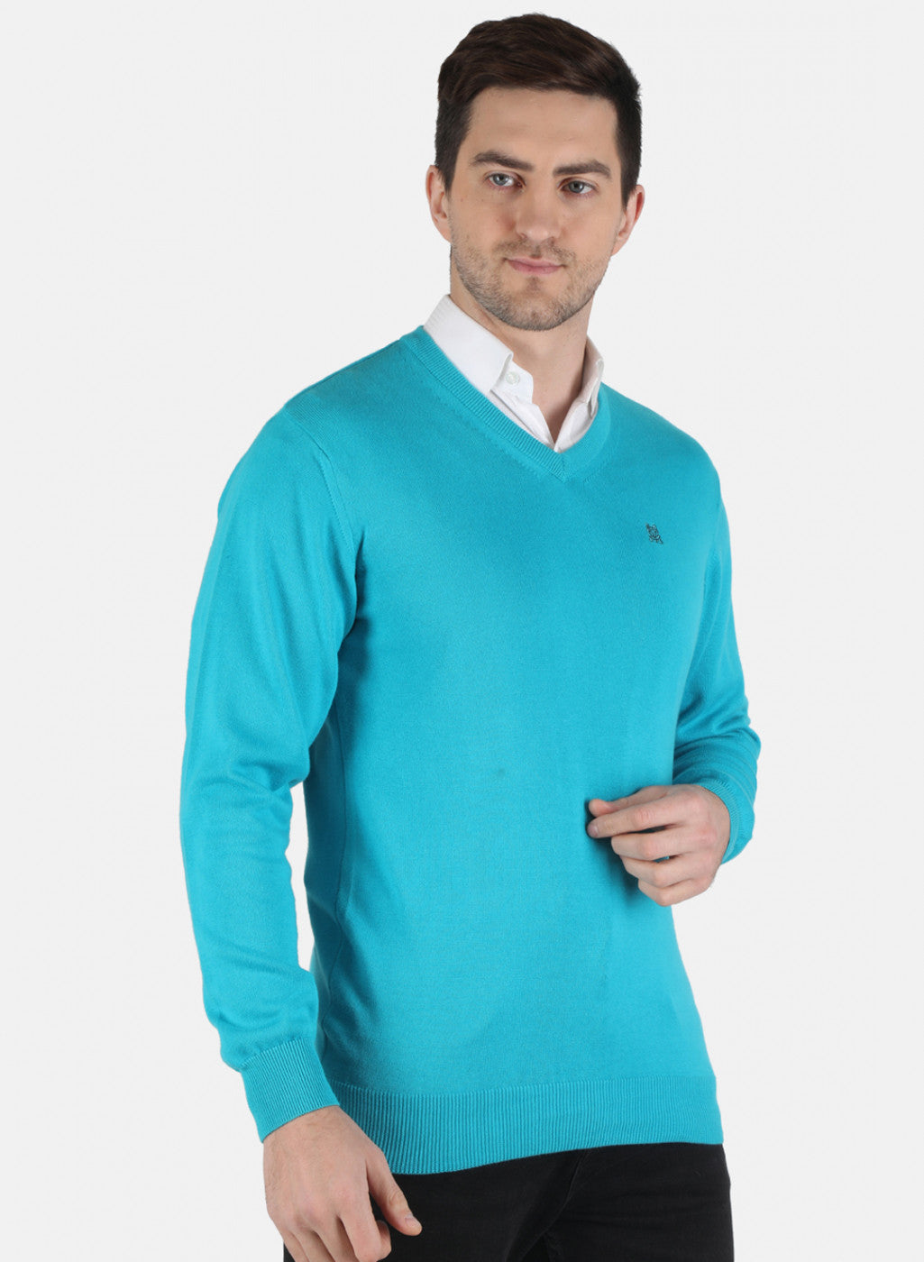 Men Blue Solid Pullover