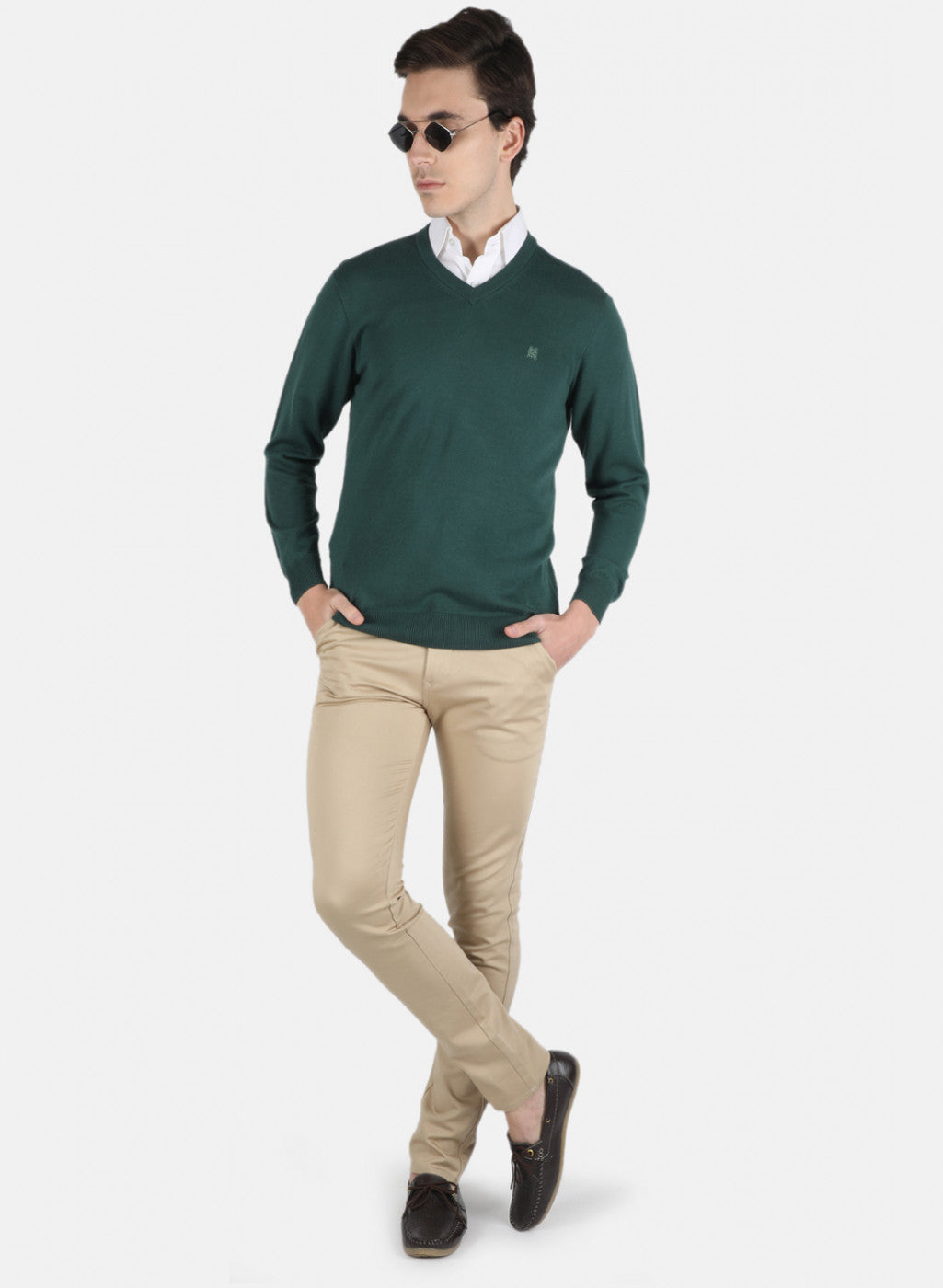 Men Green Solid Pullover