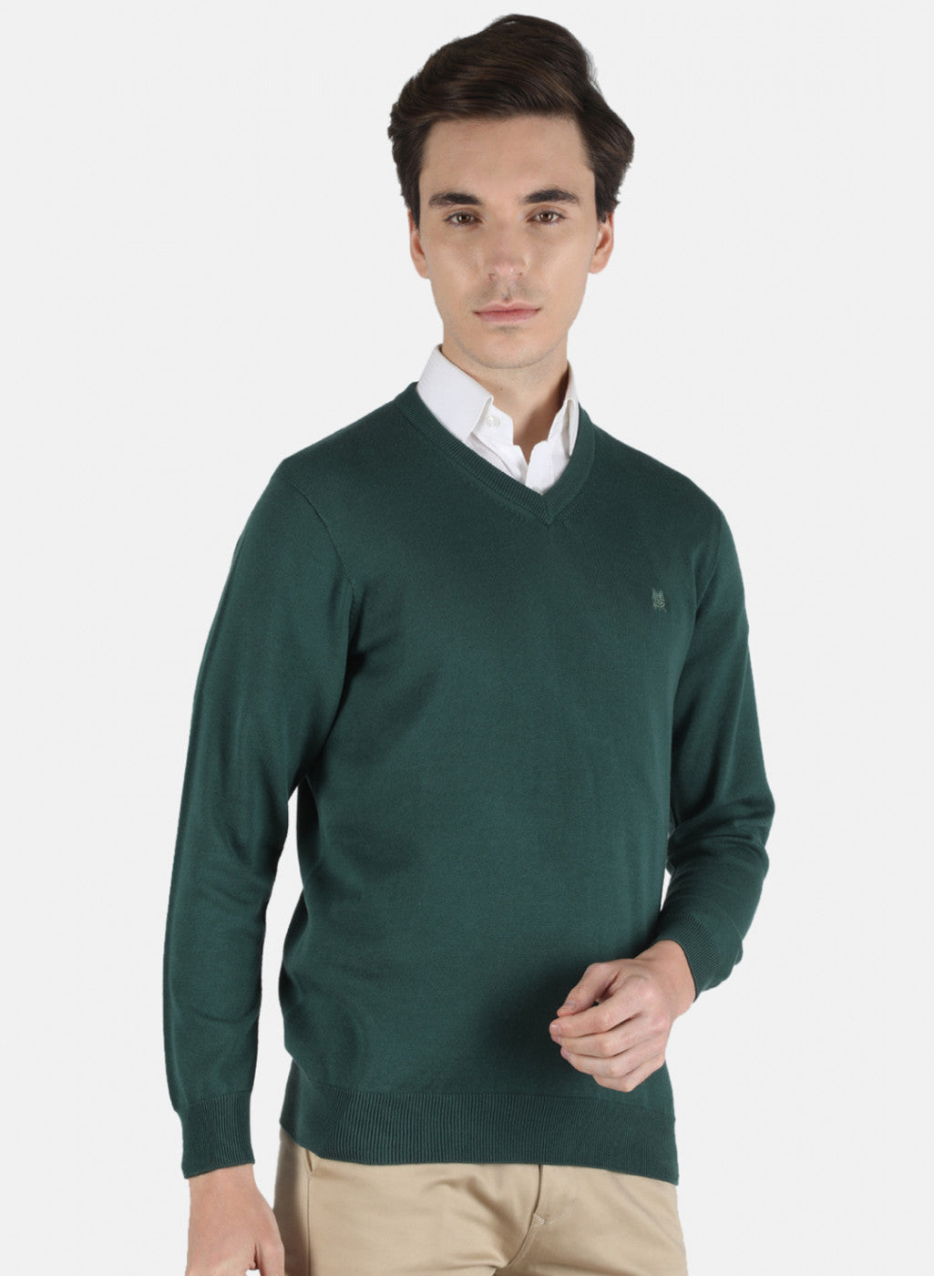 Men Green Solid Pullover