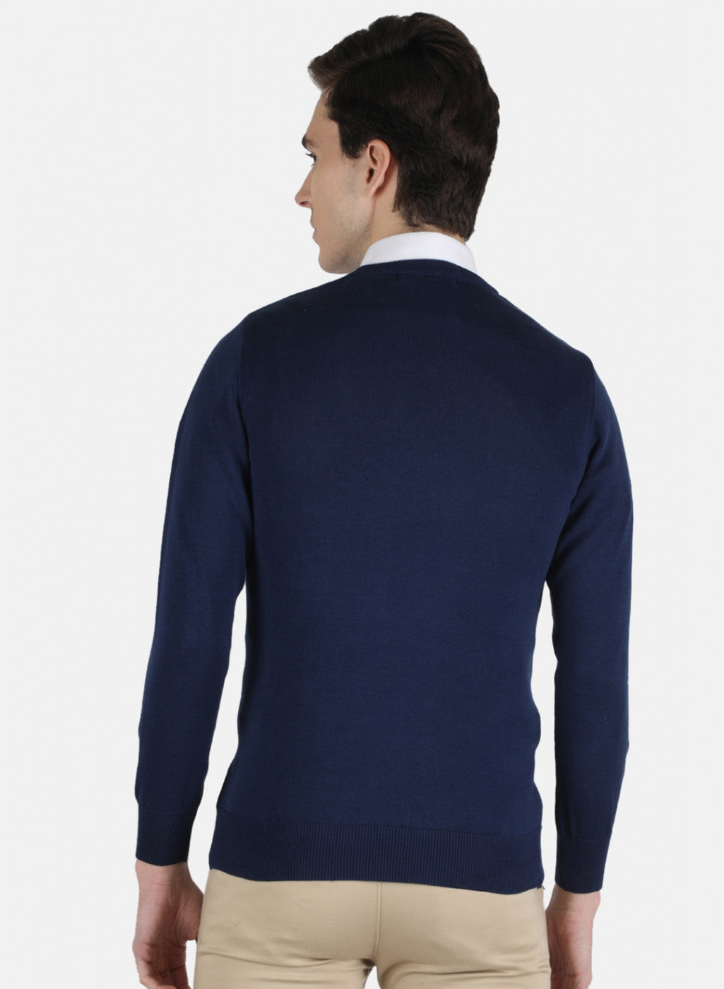 Men Blue Solid Pullover