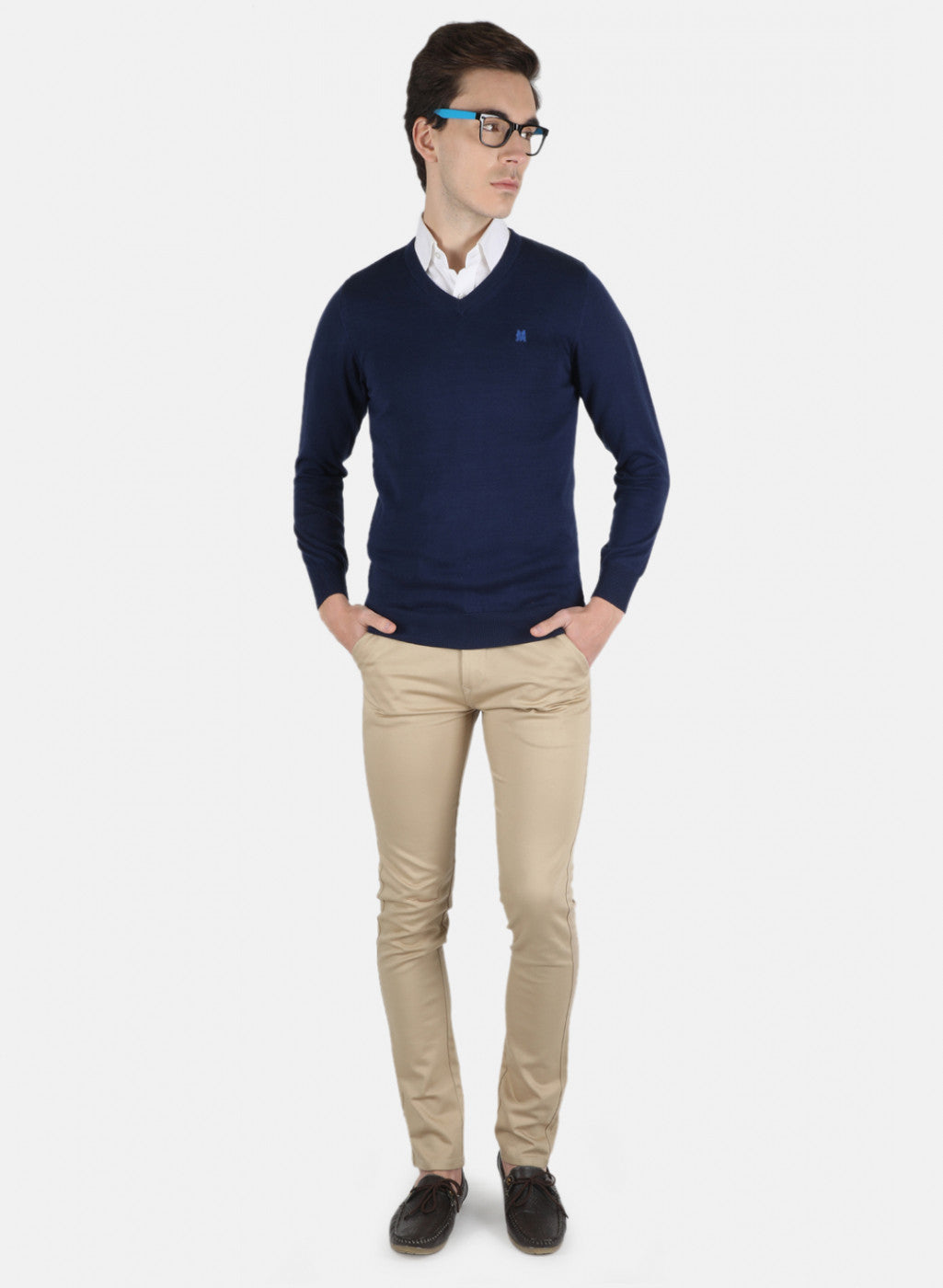 Men Blue Solid Pullover