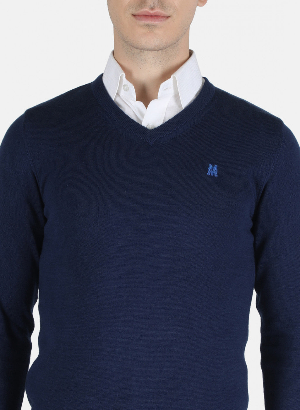 Men Blue Solid Pullover