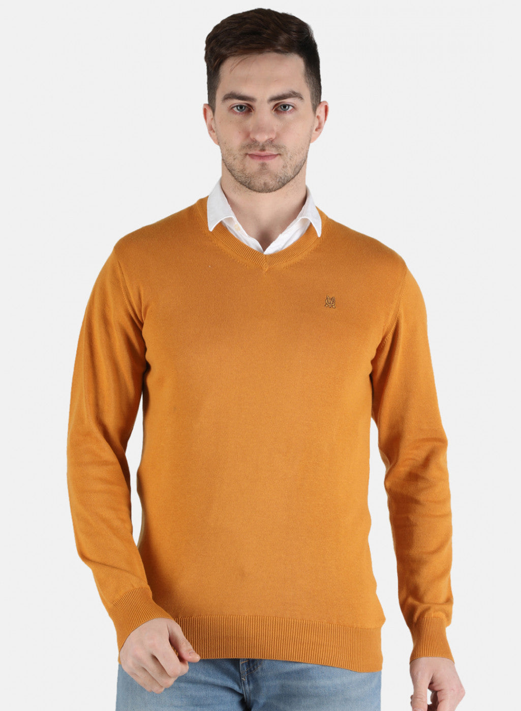 Men Brown Solid Pullover