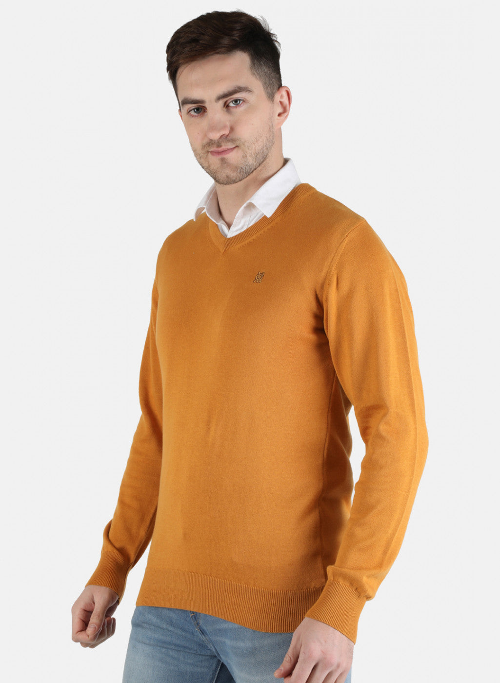 Men Brown Solid Pullover