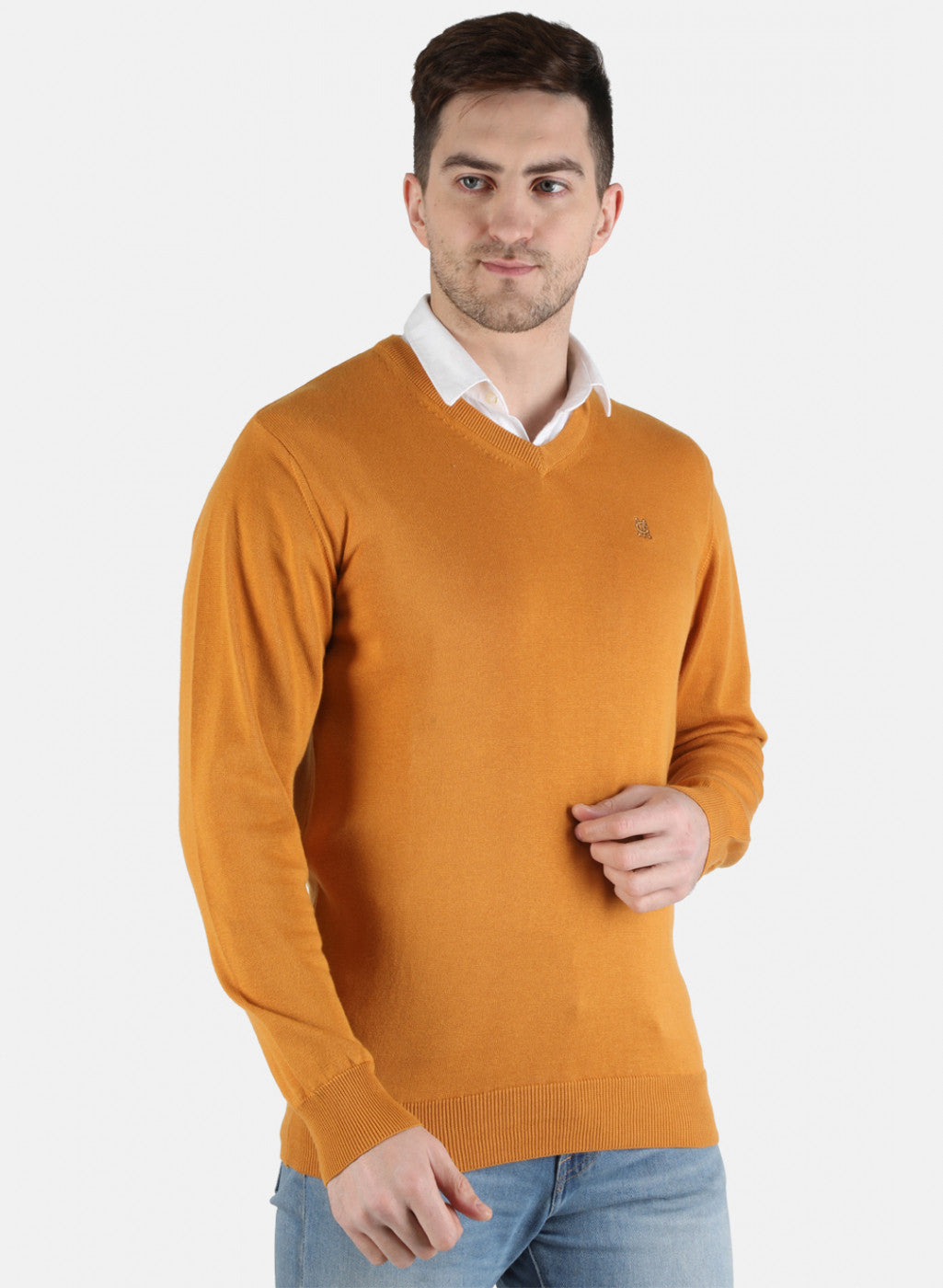 Men Brown Solid Pullover