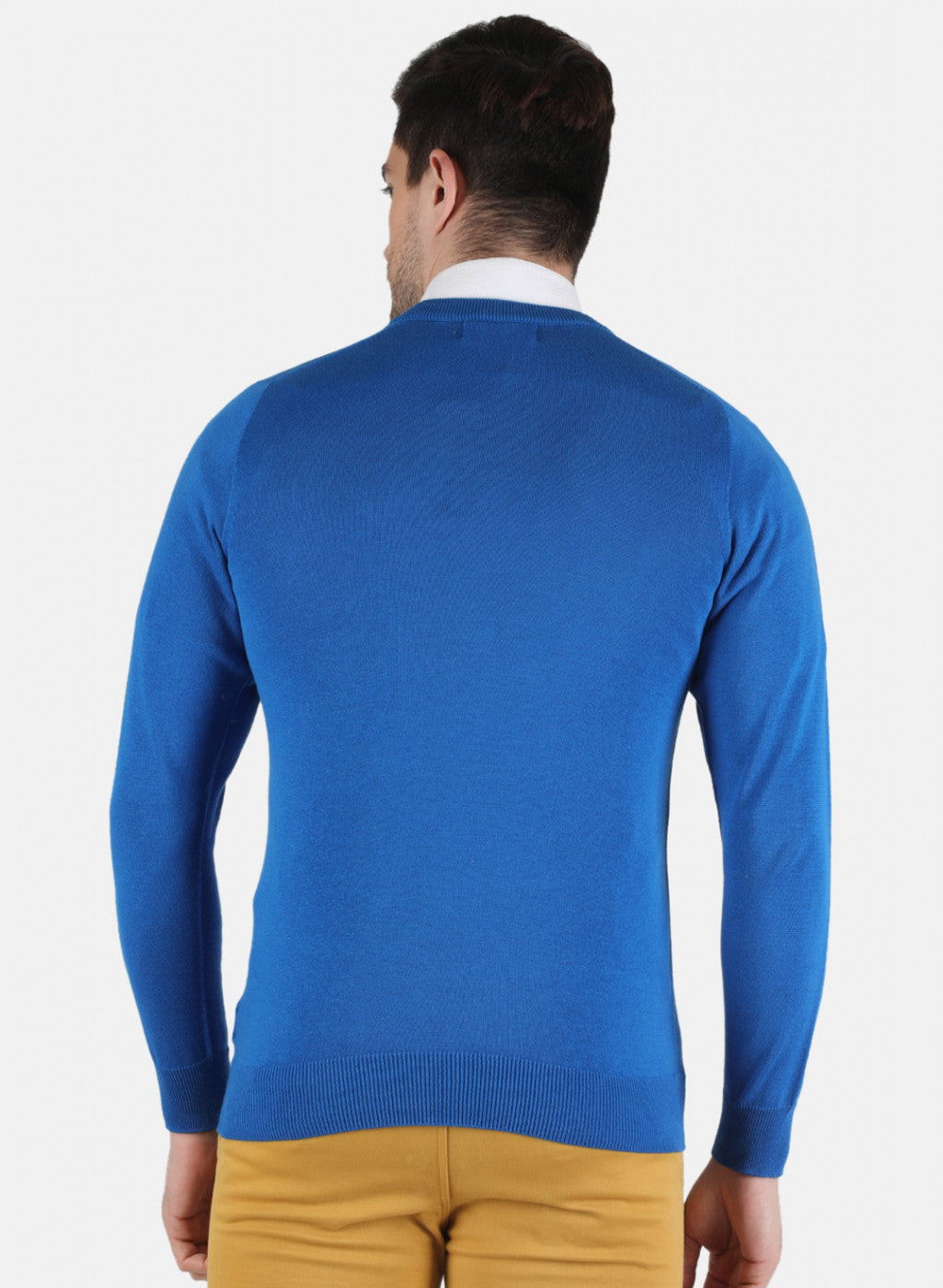 Men Blue Solid Pullover