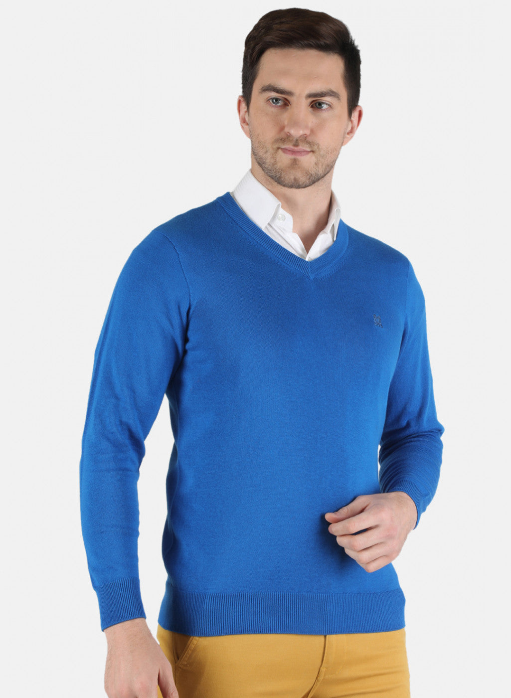 Men Blue Solid Pullover