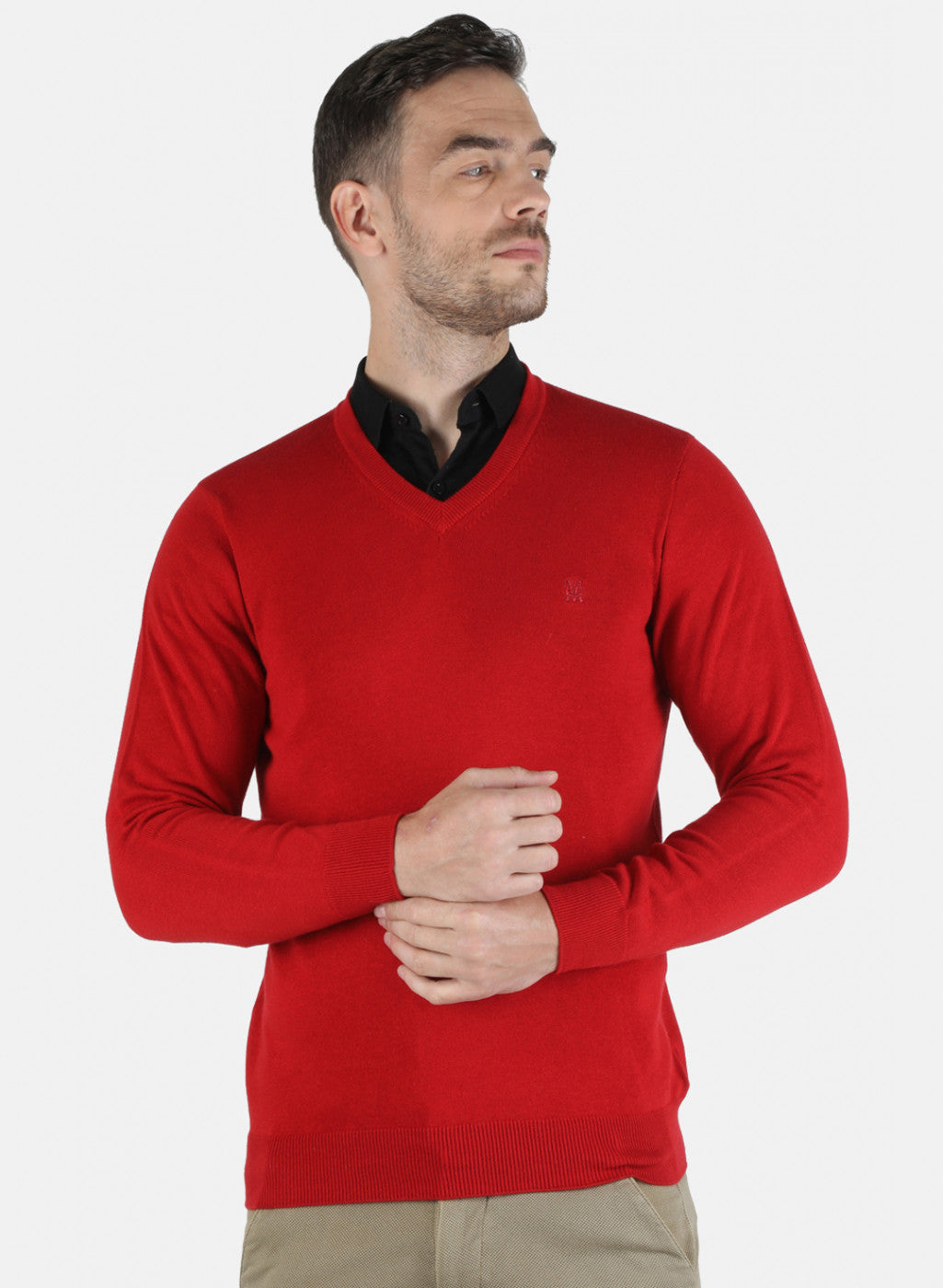 Men Maroon Solid Pullover