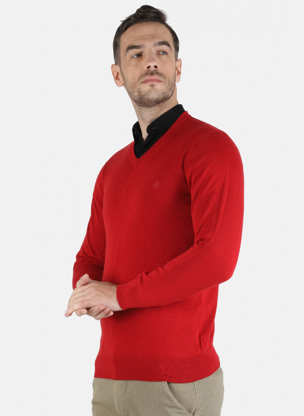 Men Maroon Solid Pullover