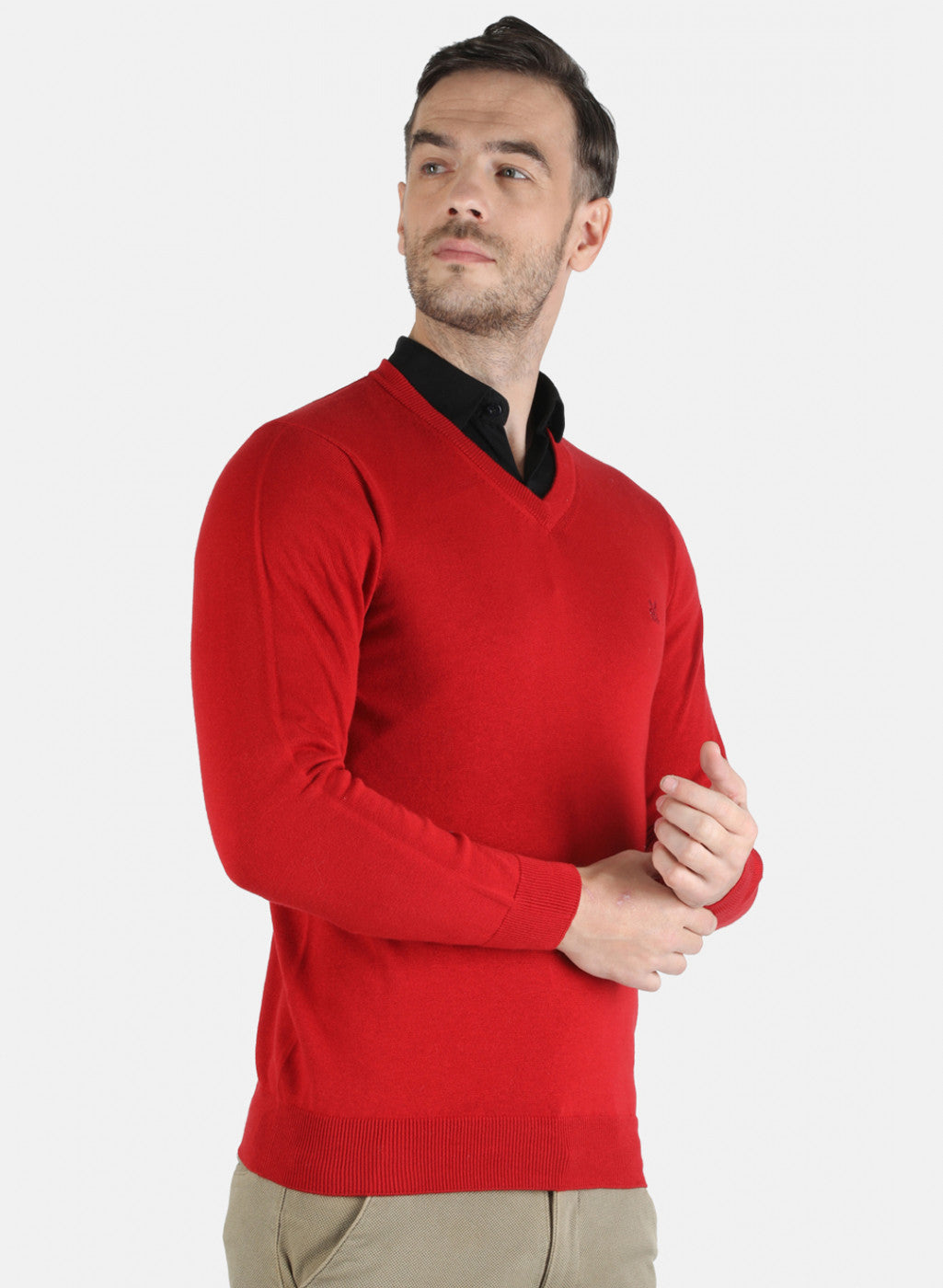 Men Maroon Solid Pullover