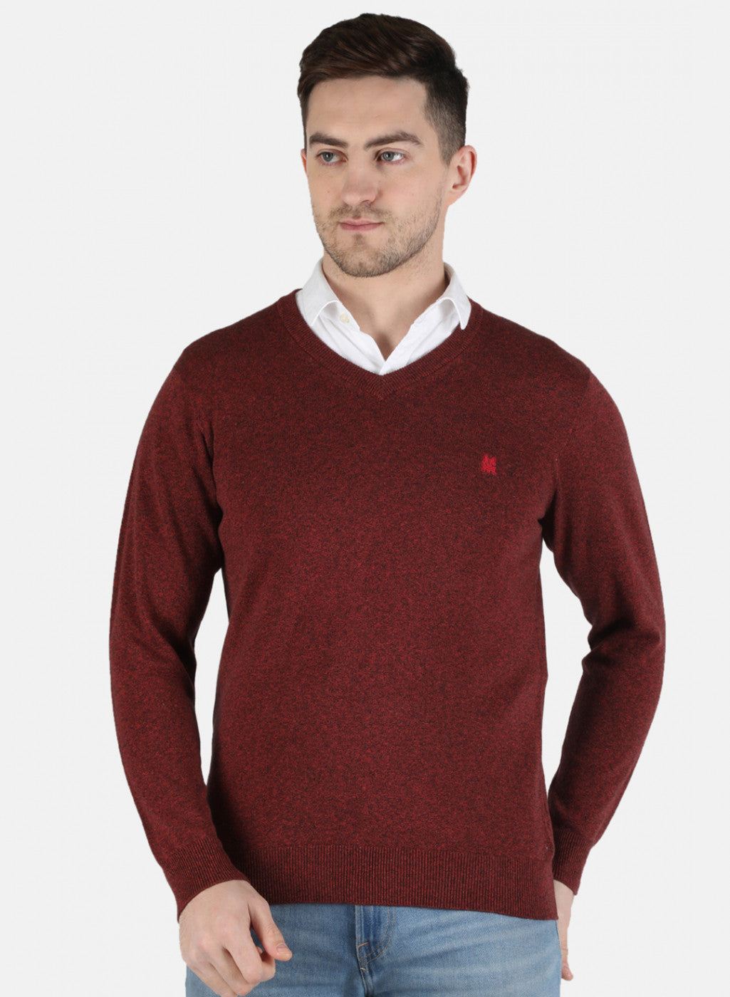 Men Red Solid Pullover