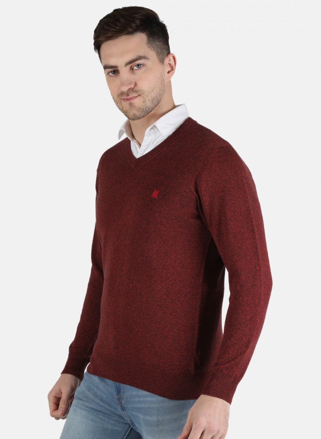 Men Red Solid Pullover