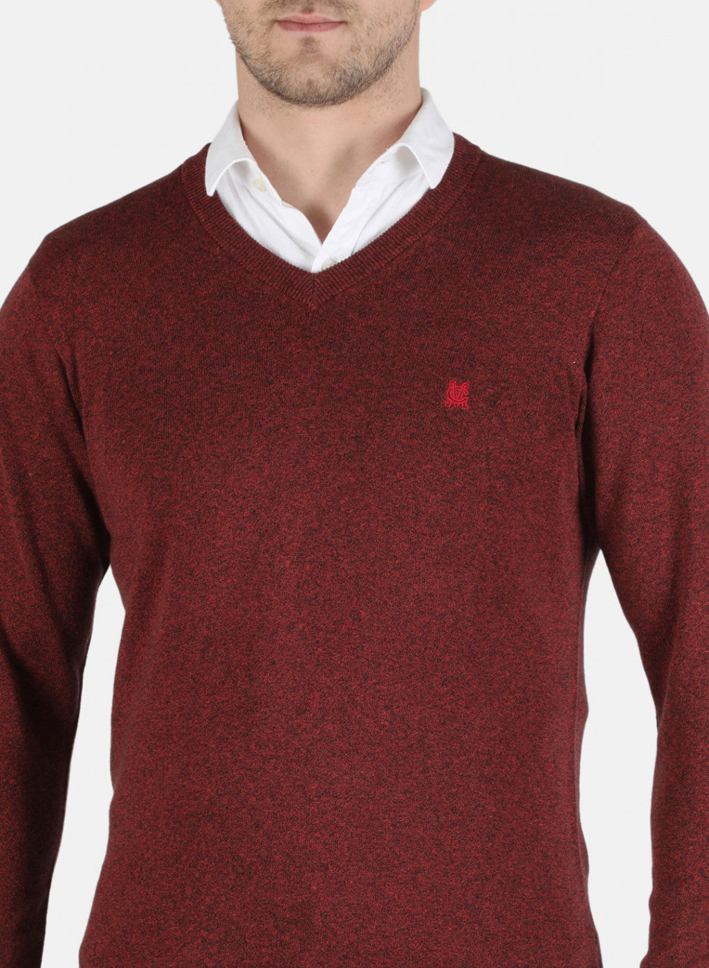 Men Red Solid Pullover