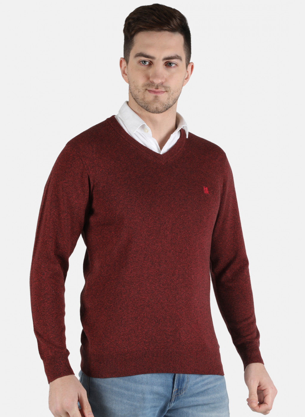 Men Red Solid Pullover