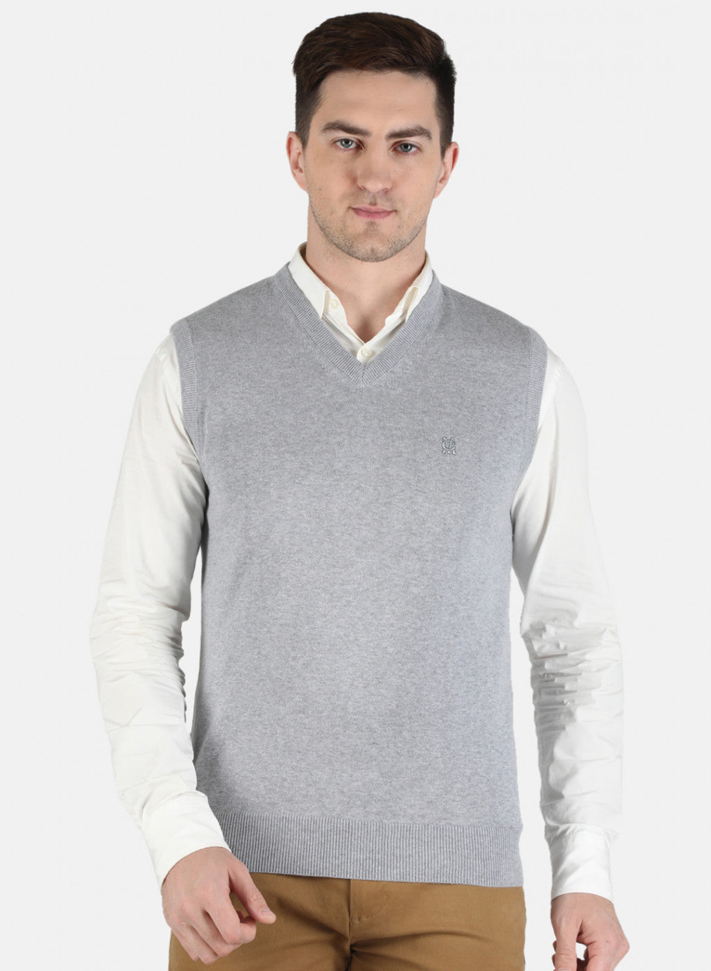 Men Grey Solid Sweater