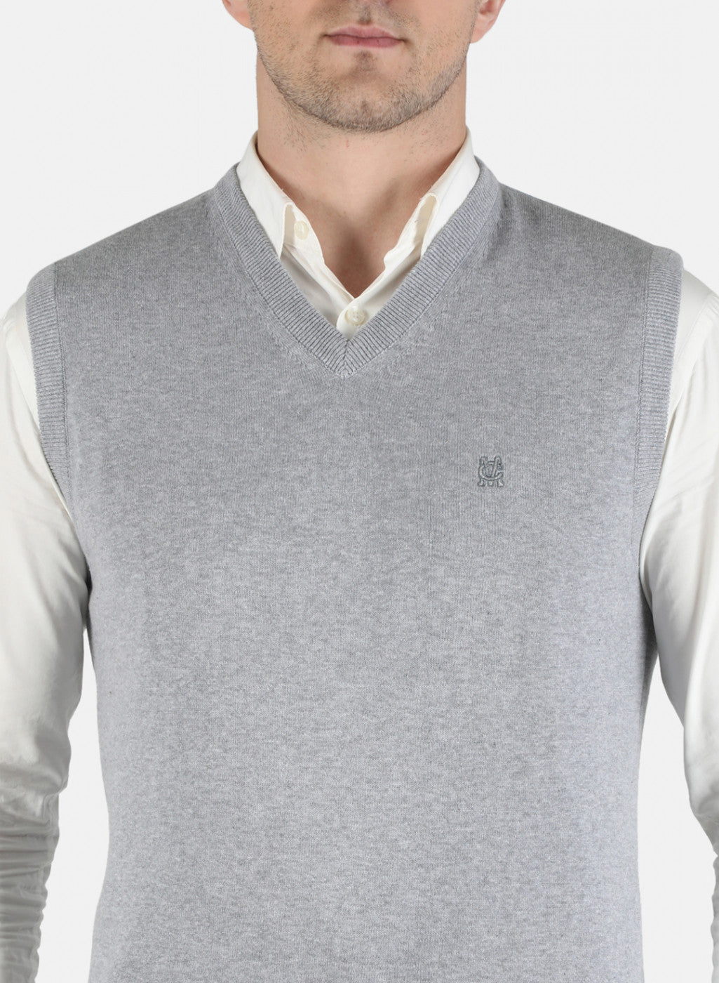 Men Grey Solid Sweater