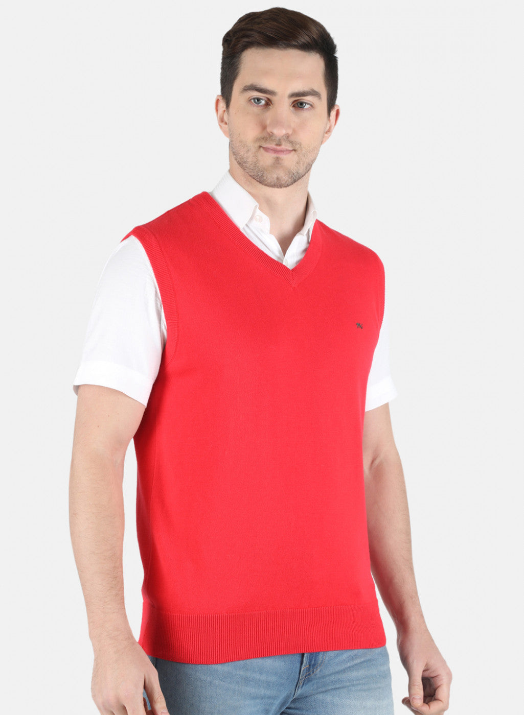 Men Red Solid Sweater