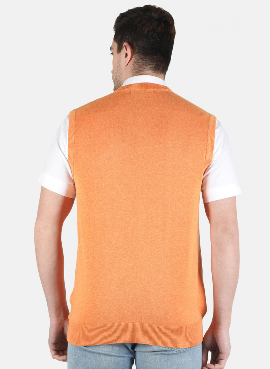 Men Orange Solid Sweater