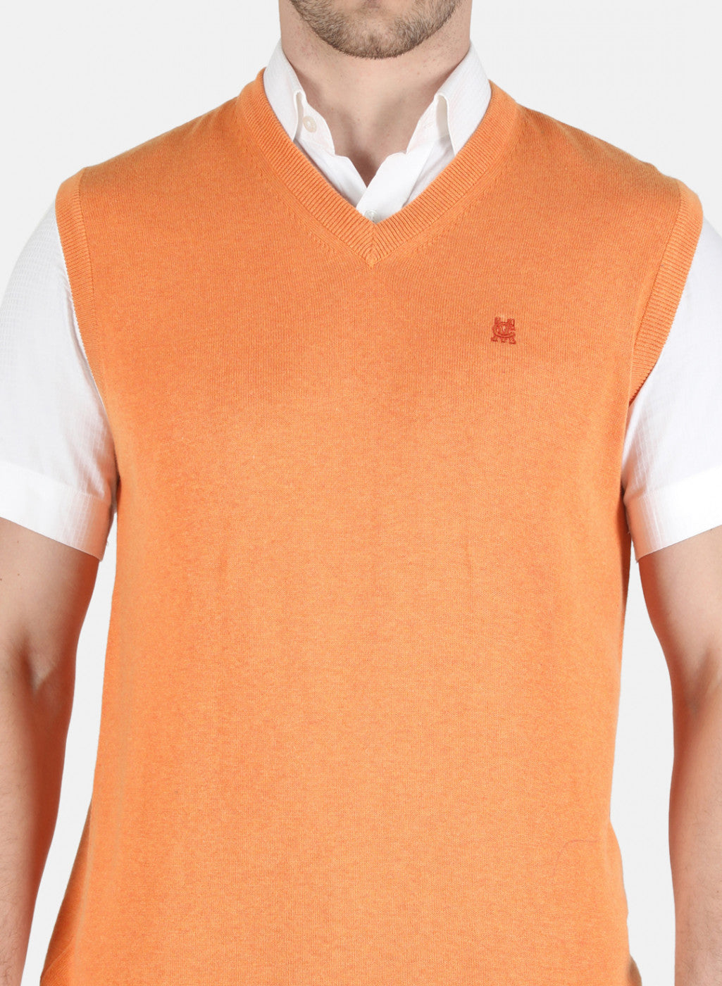 Men Orange Solid Sweater