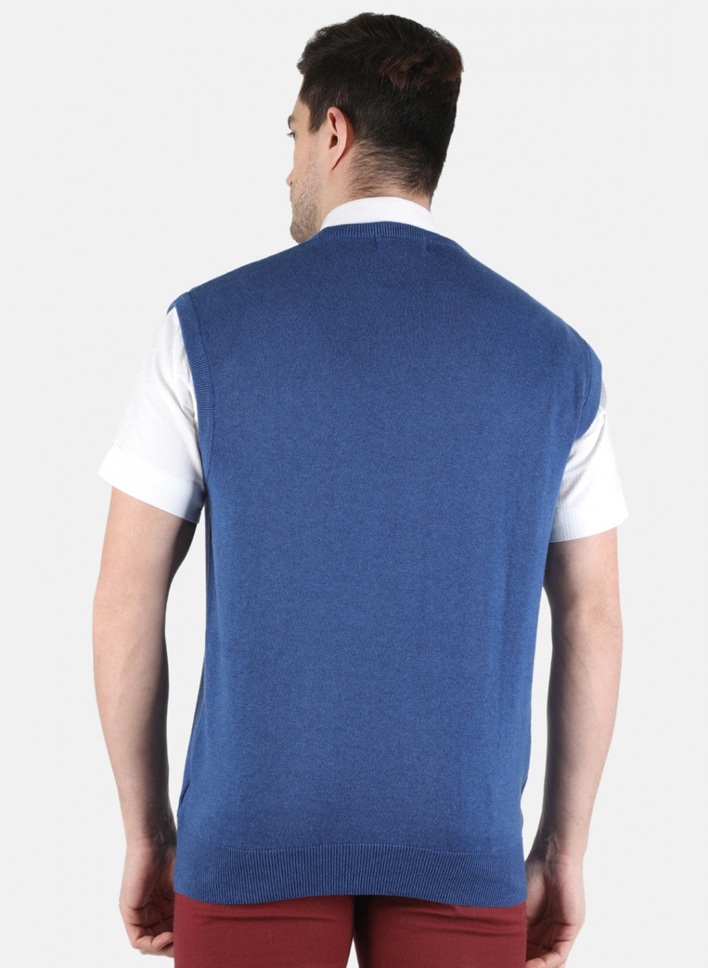 Men Blue Solid Sweater