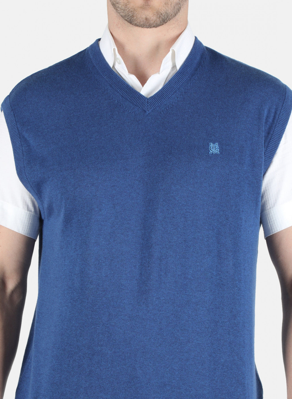 Men Blue Solid Sweater